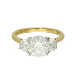 18ct Yellow Gold Laboratory-Grown Diamond 2ct Round Brilliant with Half Moon Cuts Trilogy Ring