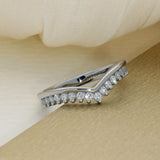 Platinum 0.35ct Diamond Claw Set Wishbone Ring