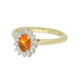 9ct Yellow Gold Oval Fire Opal & Diamond Cluster Ring
