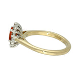 9ct Yellow Gold Oval Fire Opal & Diamond Cluster Ring