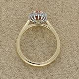 9ct Yellow Gold Oval Fire Opal & Diamond Cluster Ring