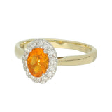 9ct Yellow Gold 0.91ct Oval Fire Opal & Diamond Halo Ring