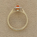 9ct Yellow Gold 0.91ct Oval Fire Opal & Diamond Halo Ring