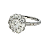 Platinum 1.58ct Old Cut Diamond Antique Style Daisy Cluster Ring