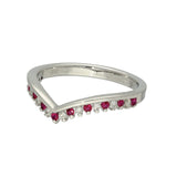 9ct White Gold Ruby & 0.12ct Diamond Claw Set Wishbone Ring