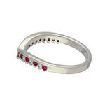 9ct White Gold Ruby & 0.12ct Diamond Claw Set Wishbone Ring