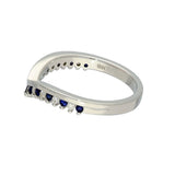 9ct White Gold Sapphire & 0.12ct Diamond Claw Set Wishbone Ring