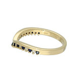 9ct Yellow Gold Sapphire & 0.12ct Diamond Claw Set Wishbone Ring