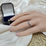 9ct White Gold Sapphire & 0.16ct Diamond Claw Set Wishbone Ring