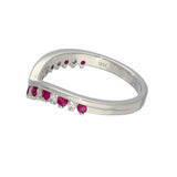 9ct White Gold Ruby & 0.16ct Diamond Claw Set Wishbone Ring