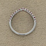 9ct White Gold Ruby & 0.16ct Diamond Claw Set Wishbone Ring