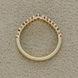 9ct Yellow Gold Ruby & 0.16ct Diamond Claw Set Wishbone Ring