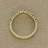 9ct Yellow Gold Emerald & 0.16ct Diamond Claw Set Wishbone Ring
