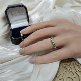 9ct Yellow Gold Emerald & 0.16ct Diamond Claw Set Wishbone Ring