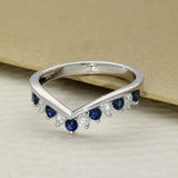 9ct White Gold Sapphire & 0.26ct Diamond Claw Set Wishbone Ring
