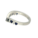 9ct White Gold Sapphire & 0.26ct Diamond Claw Set Wishbone Ring