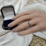 9ct White Gold Sapphire & 0.26ct Diamond Claw Set Wishbone Ring