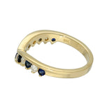 9ct Yellow Gold Sapphire & 0.26ct Diamond Claw Set Wishbone Ring