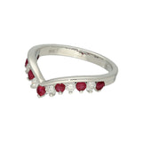 9ct White Gold Ruby & 0.26ct Diamond Claw Set Wishbone Ring