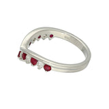 9ct White Gold Ruby & 0.26ct Diamond Claw Set Wishbone Ring