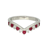 9ct White Gold Ruby & 0.26ct Diamond Claw Set Wishbone Ring