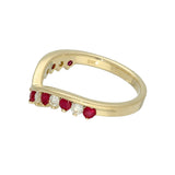 9ct Yellow Gold Ruby & 0.26ct Diamond Claw Set Wishbone Ring