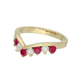 9ct Yellow Gold Ruby & 0.35ct Diamond Claw Set Wishbone Ring