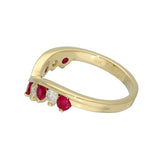 9ct Yellow Gold Ruby & 0.35ct Diamond Claw Set Wishbone Ring