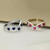 9ct Yellow Gold Ruby & 0.35ct Diamond Claw Set Wishbone Ring