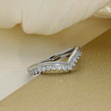 9ct White Gold 0.35ct Diamond Claw Set Wishbone Ring