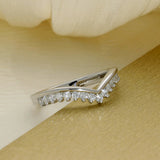 18ct White Gold 0.35ct Diamond Claw Set Wishbone Ring
