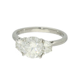 Platinum Laboratory-Grown Diamond 2ct Round Brilliant with Half Moon Cuts Trilogy Ring