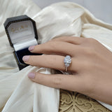 Platinum Laboratory-Grown Diamond 2ct Round Brilliant with Half Moon Cuts Trilogy Ring