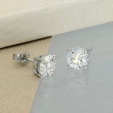 Platinum 4-Claw 3ct Round Laboratory-Grown Diamond Stud Earrings