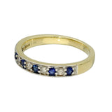 9ct Yellow Gold Sapphire & Diamond Milgrain Edge 3mm Half Eternity Ring