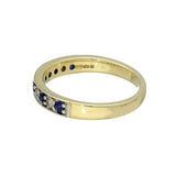 9ct Yellow Gold Sapphire & Diamond Milgrain Edge 3mm Half Eternity Ring