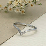 9ct White Gold Diamond Slim Wishbone Ring