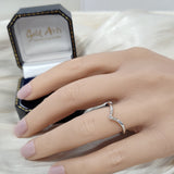 9ct White Gold Diamond Slim Wishbone Ring