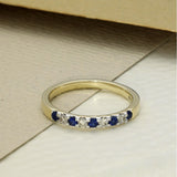 9ct Yellow Gold Sapphire & Diamond 2.7mm Half Eternity Ring