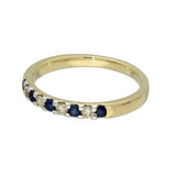 9ct Yellow Gold Sapphire & Diamond 2.7mm Half Eternity Ring