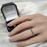 9ct Yellow Gold Sapphire & Diamond 2.7mm Half Eternity Ring
