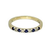 9ct Yellow Gold Sapphire & Diamond 2.7mm Half Eternity Ring