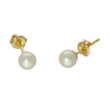 9ct Yellow Gold Cultured Akoya Pearl Stud Earrings 4.5mm