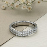 Platinum 0.75ct Diamond Double Row Soft Curve Half Eternity Ring