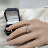 Platinum 0.75ct Diamond Double Row Soft Curve Half Eternity Ring