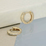9ct Yellow Gold Very Small Diamond Huggie Hoop Earrings 9mm