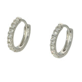 9ct White Gold Small Diamond Huggie Hoop Earrings 11mm