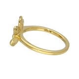Textured & Matte Finish 18ct Yellow Gold Diamond Set Flower Ring