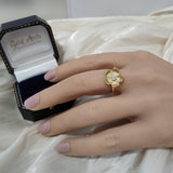 Textured & Matte Finish 18ct Yellow Gold Diamond Set Flower Ring