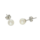 9ct White Gold 5mm Round Cultured Akoya Pearl Stud Earrings